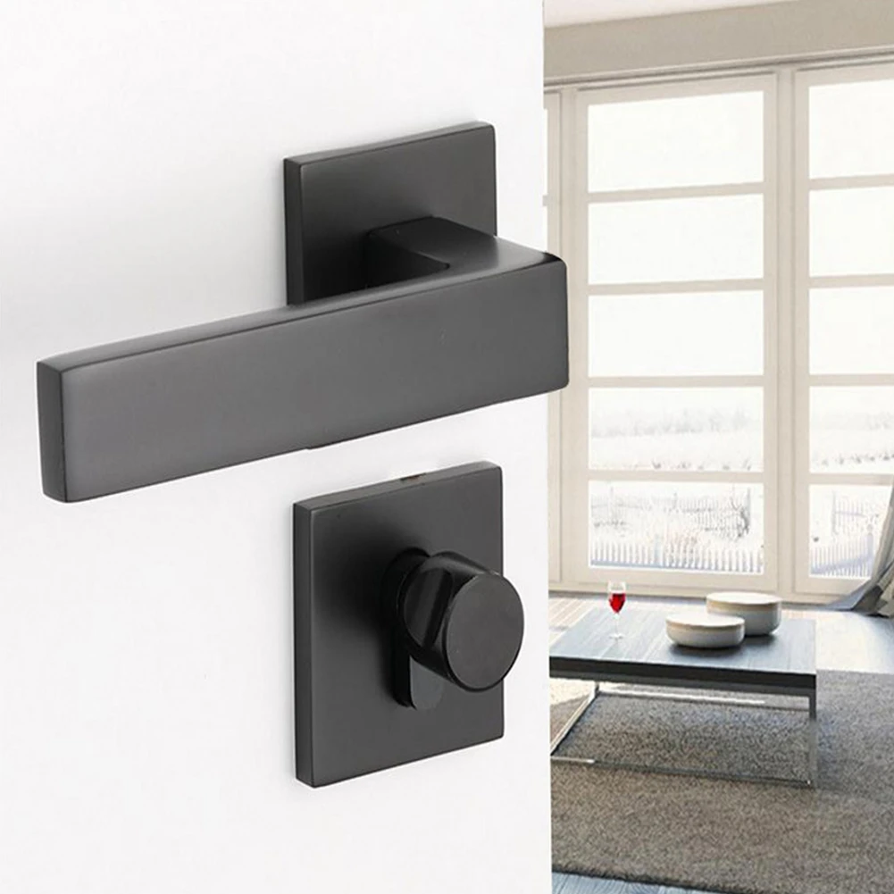 Ручка дверная цилиндрическая регулируемая простой черный замок набор бесшумных