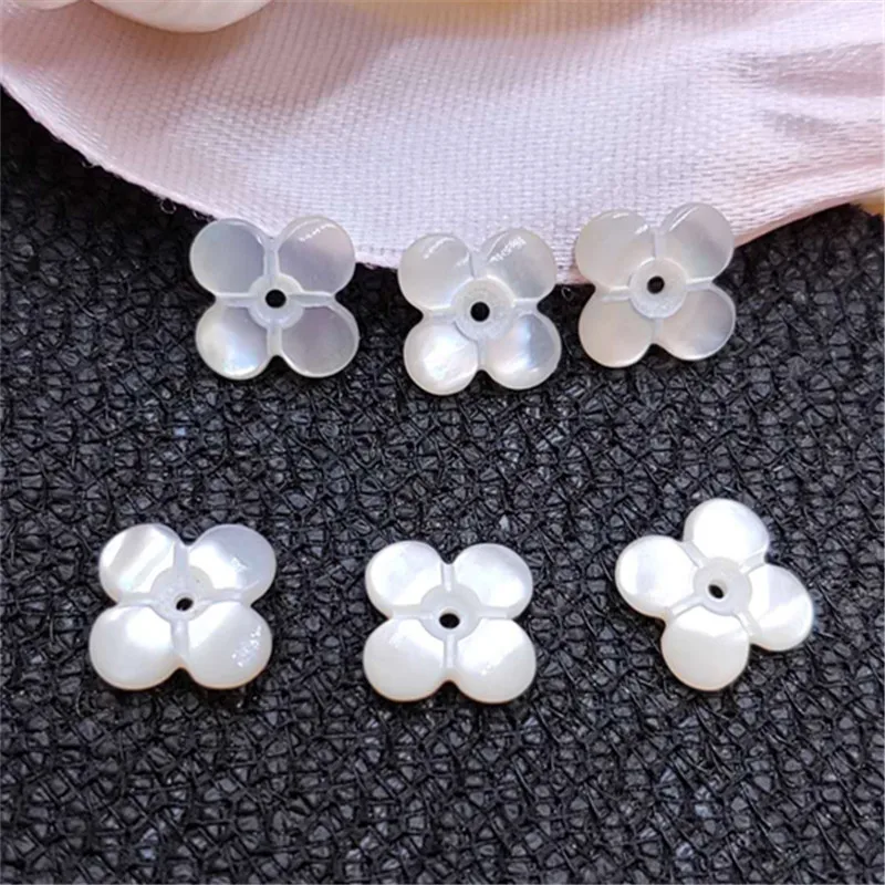Carved MOP White Shell Black Stone 4 Petals Flower Cabochons 12.5x12.5mm Women Necklace Bracelet Earrings Jewelry Making | Украшения и