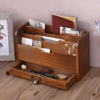 multifunction wooden home office desk paper file letter mail box storage sorter holder desktop key pen pencil organizer