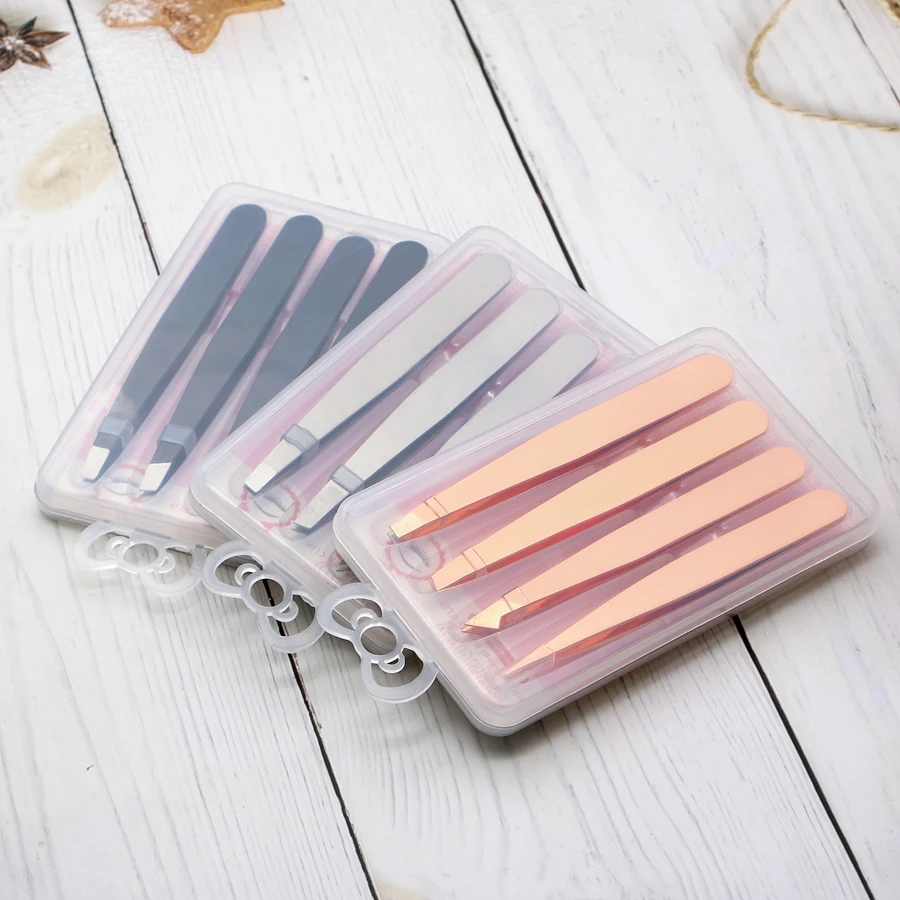 Sylyne 4 шт. нержавеющая сталь ресниц Пинцет Инструменты точность пинцет для бровей