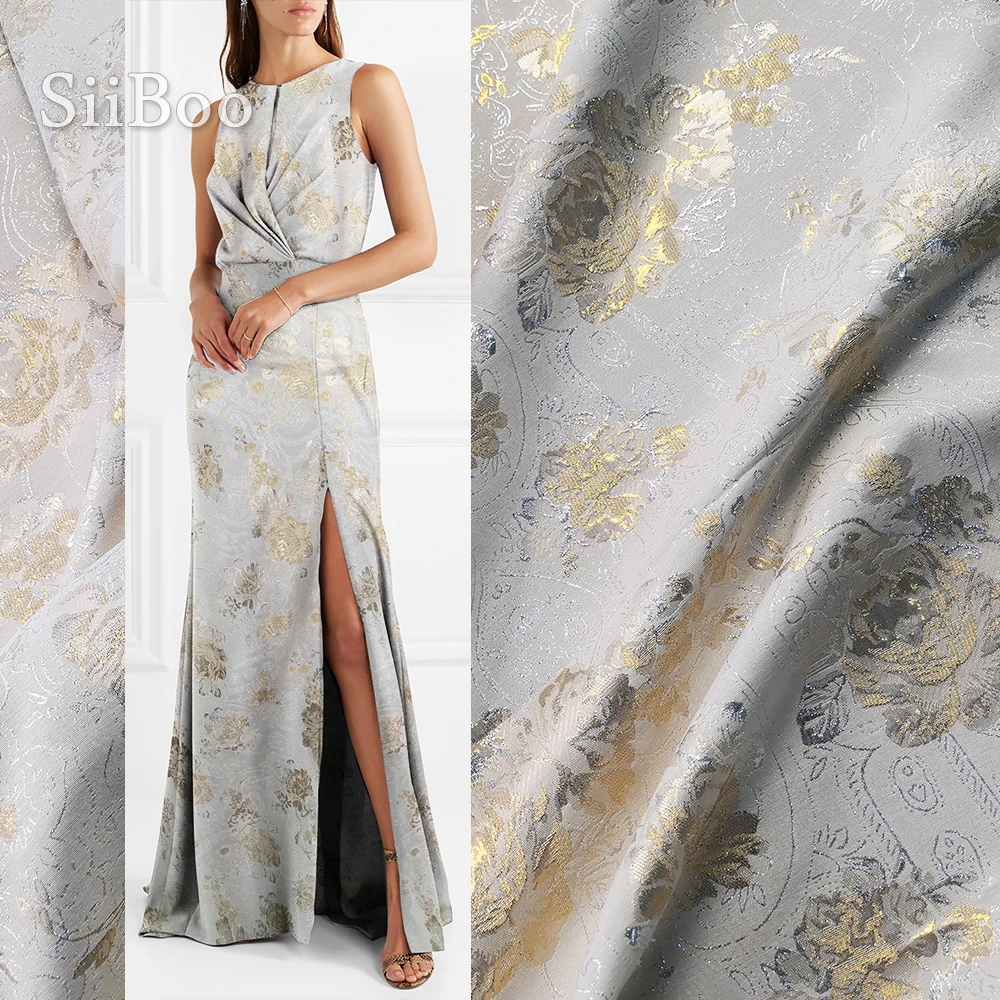 Американский стиль Роскошная золотая Цветочная металлическая жаккардовая парча