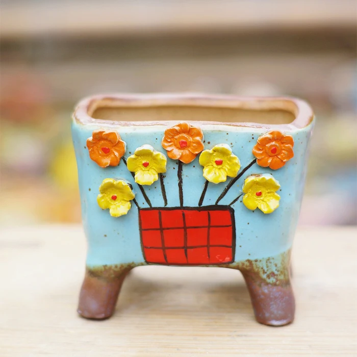 Разноцветный горшок ручной росписи в ретро-стиле креативный керамический