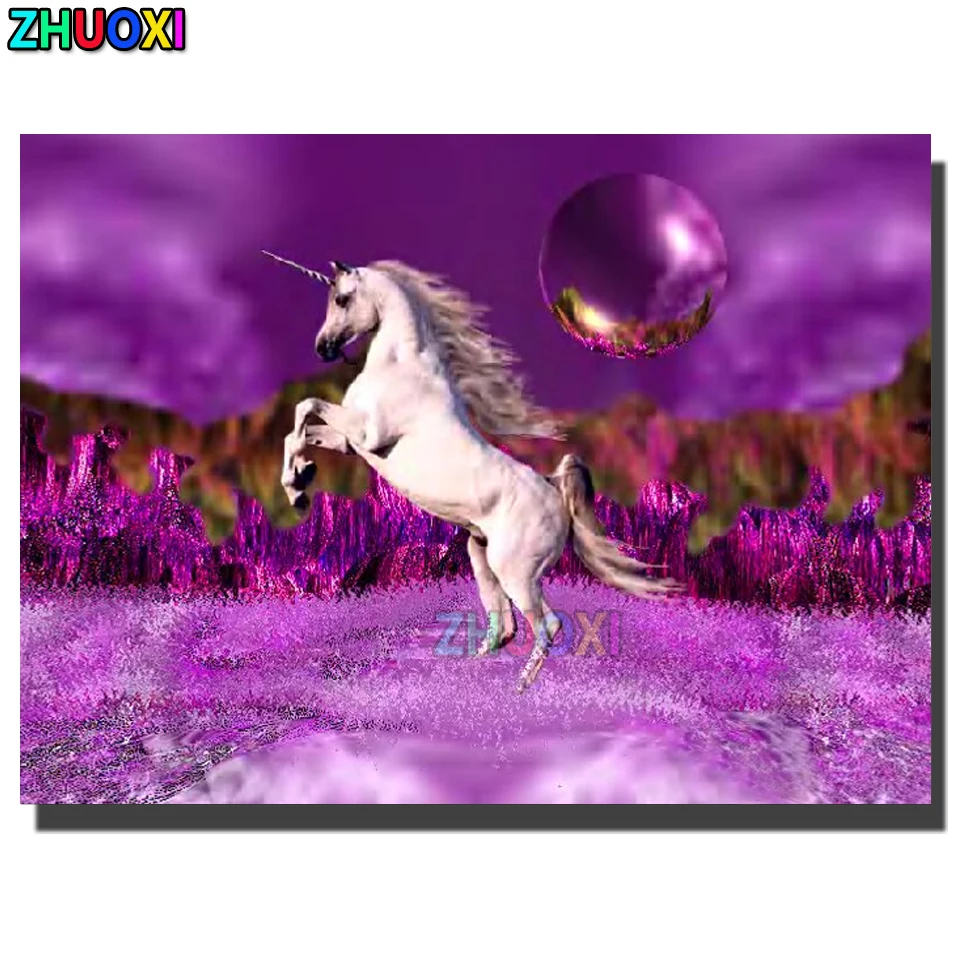 

Unicorn purple landscape 5D Diamond Painting Kits for Adults Full Square Round Diamond Embroidery Rhinestones Mosaic Hobby Decor