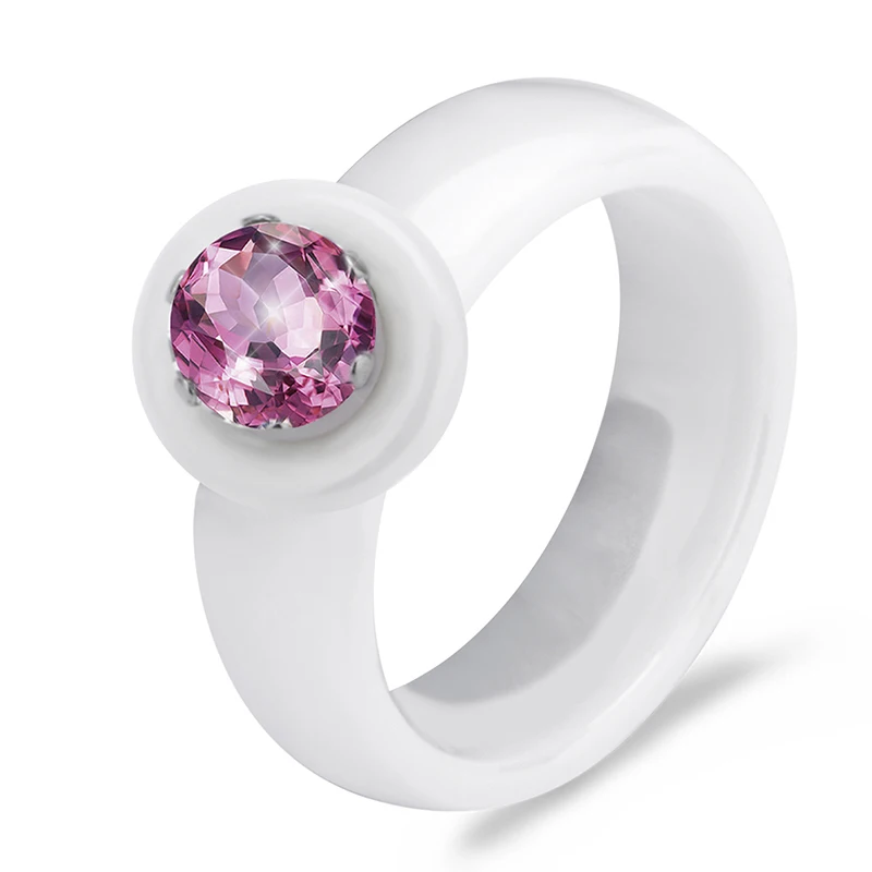 Блестящие Элегантные керамические кольца Стразы розового цвета для дам женское