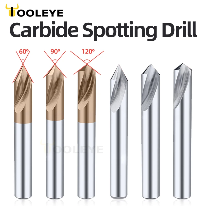 Tooleye Carbide Spot Drill Bit 60 90 120 Degree CNC Drilling Guide Tool Location Center Router Metal Drills Chamfer End Mill | Инструменты - Фото №1