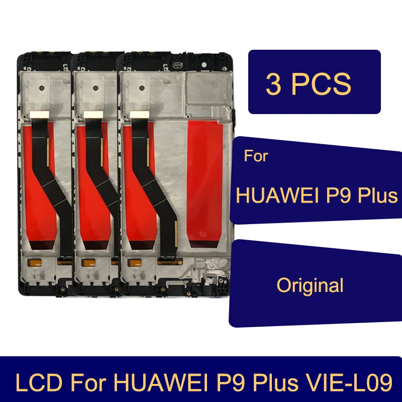 

Оптовая продажа, 3 шт. для Huawei P9 Plus EVA-L09 AL10, ЖК-дисплей, сенсорный экран, дигитайзер в сборе для Huawei P9Plus, ЖК-экран
