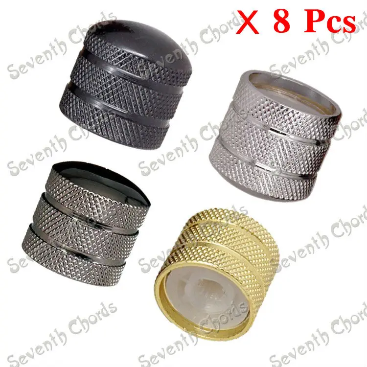 

8 Pcs Metal Knurled Barrel Dome Volume Tone Control Knobs Turn Buttons for Electric Guitar Bass - 4 Colors for choose