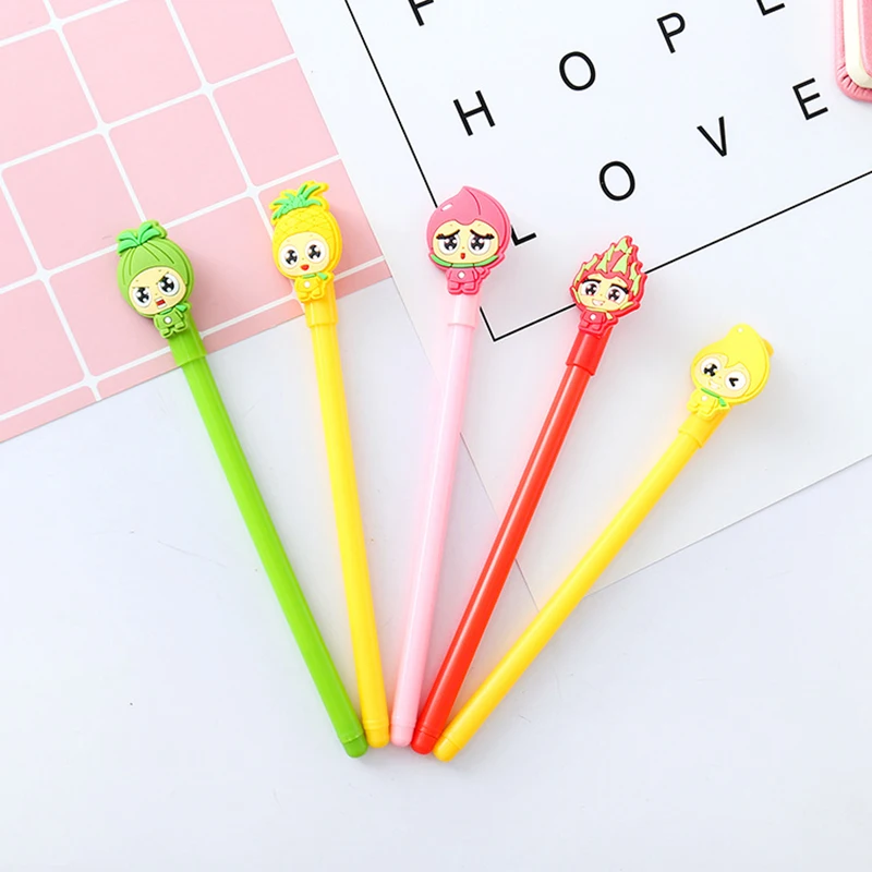 

5 Color Hot Sale Ink Pen Kawaii Fruit Gel Pen Water Pens Black 0.5mm Neutral Water Pens Office School Student Writing Stationery