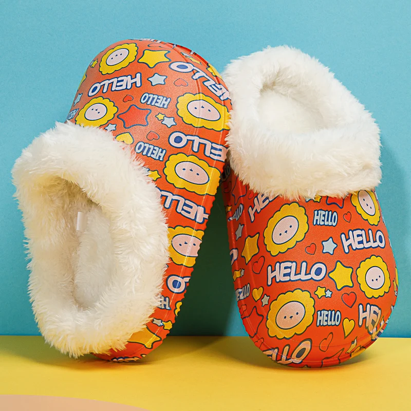 

Baby Winter Slippers Children Boys Girls Cute Cartoon Non-slip Cotton Slipper Kids Indoor Fur Warm Shoes Child Home Floor Shoes