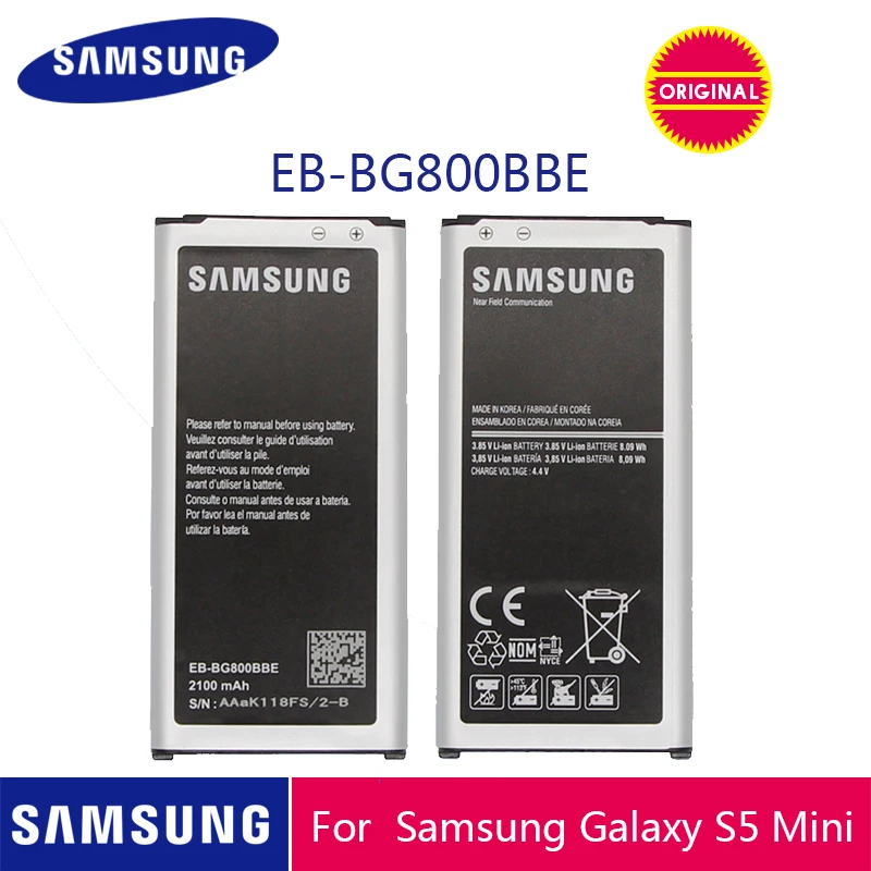 Samsung телефон батарея EB-BG800BBE 2100 мАч для samsung GALAXY S5 Mini SM-G800F G870a G870W запасные батареи