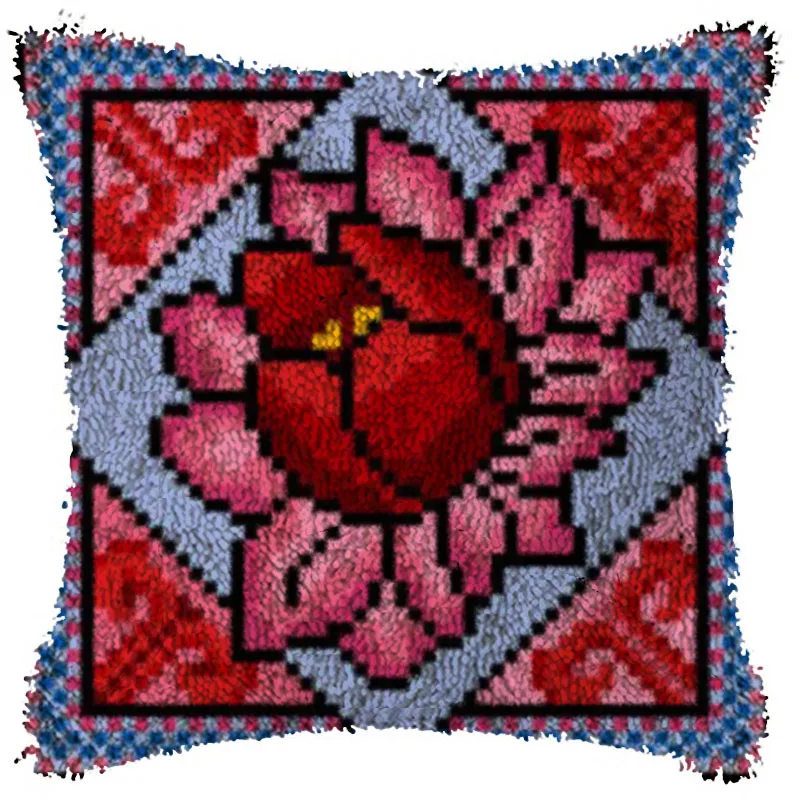 

Flower Embroidery Pillow Knoop Pakket Needlework Set Latch Hook Cushion Button Package Decor