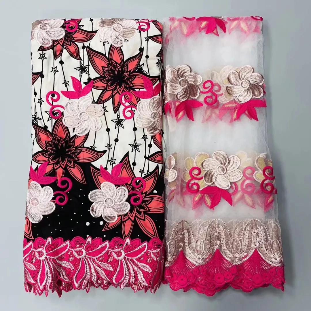 

6+2yards newcoming african wax cloth lace fabric good quality wax guipure lace nice look wax water soluble lace fabric JF7031