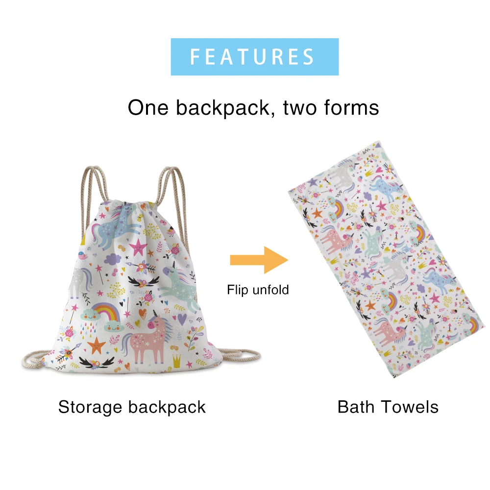 

Silstar Tex Summer Family Bath Towel Beach Backpack Colorful Unicorn Pattern Various Designs For Travel