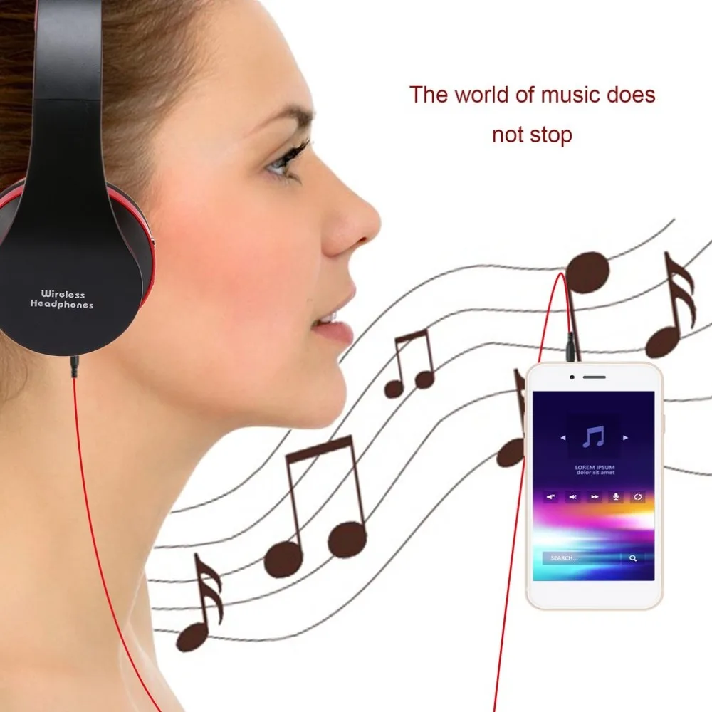 Складные беспроводные наушники, стерео bluetooth-гарнитура, комбинированная с микрофоном, поддержка AUX для iPhone, мобильного телефона, ПК, ноутбука, 3,5 мм, аудиоразъем
