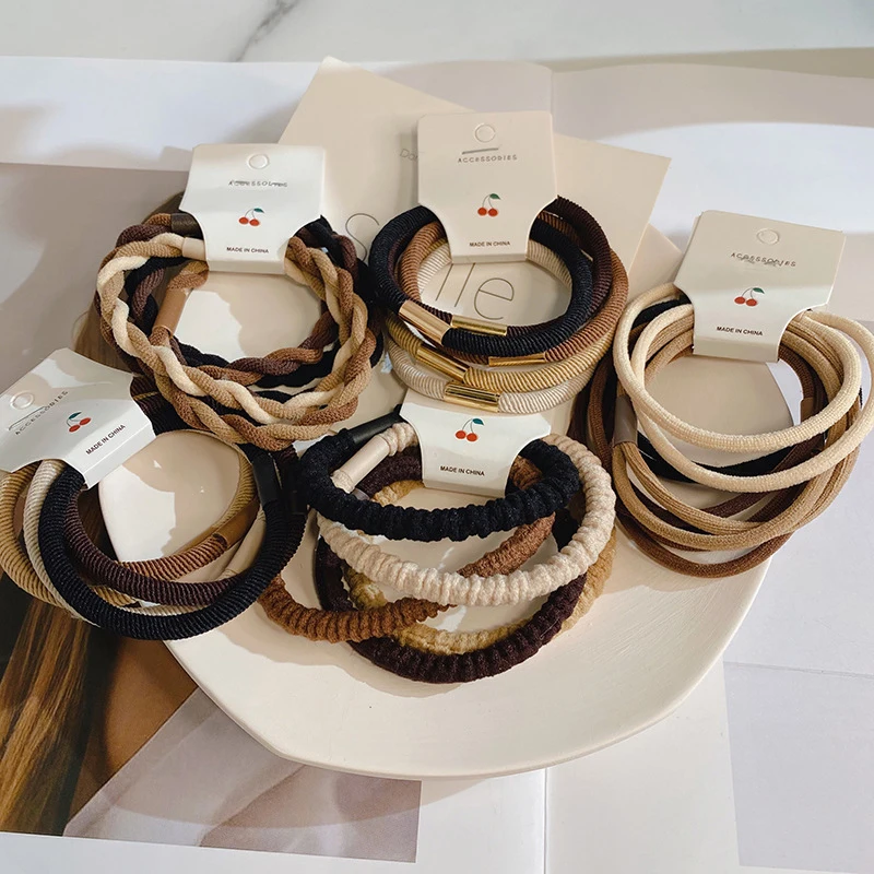 

5pcs/set Simple Rubber Band Hair Ties Rings Elastic Hair Girl Sweet Scrunchies Ponytail Hair Holder Ties Hair Accessories Gift