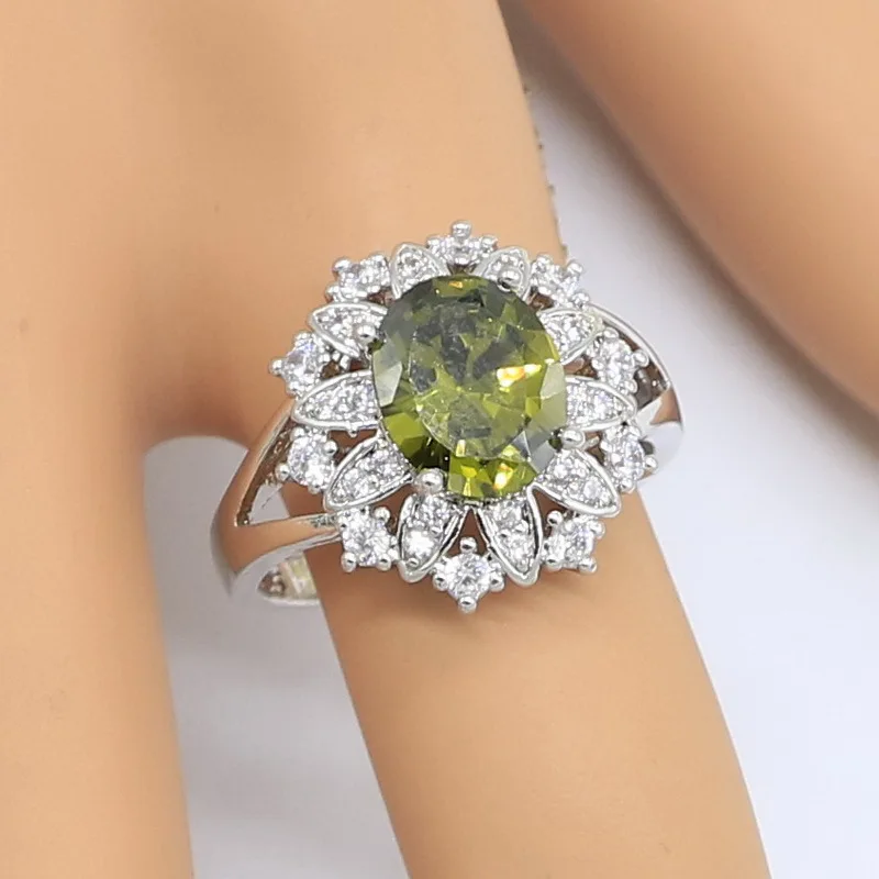 Новое поступление серебряный цвет Φ зеленый циркон AAA браслет серьги ожерелье