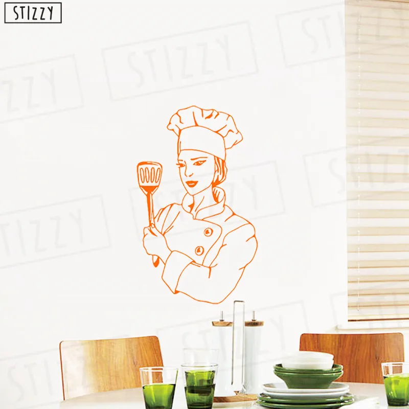 STIZZY Креативные украшения для стены шеф-повара наклейки на стену окно кухня