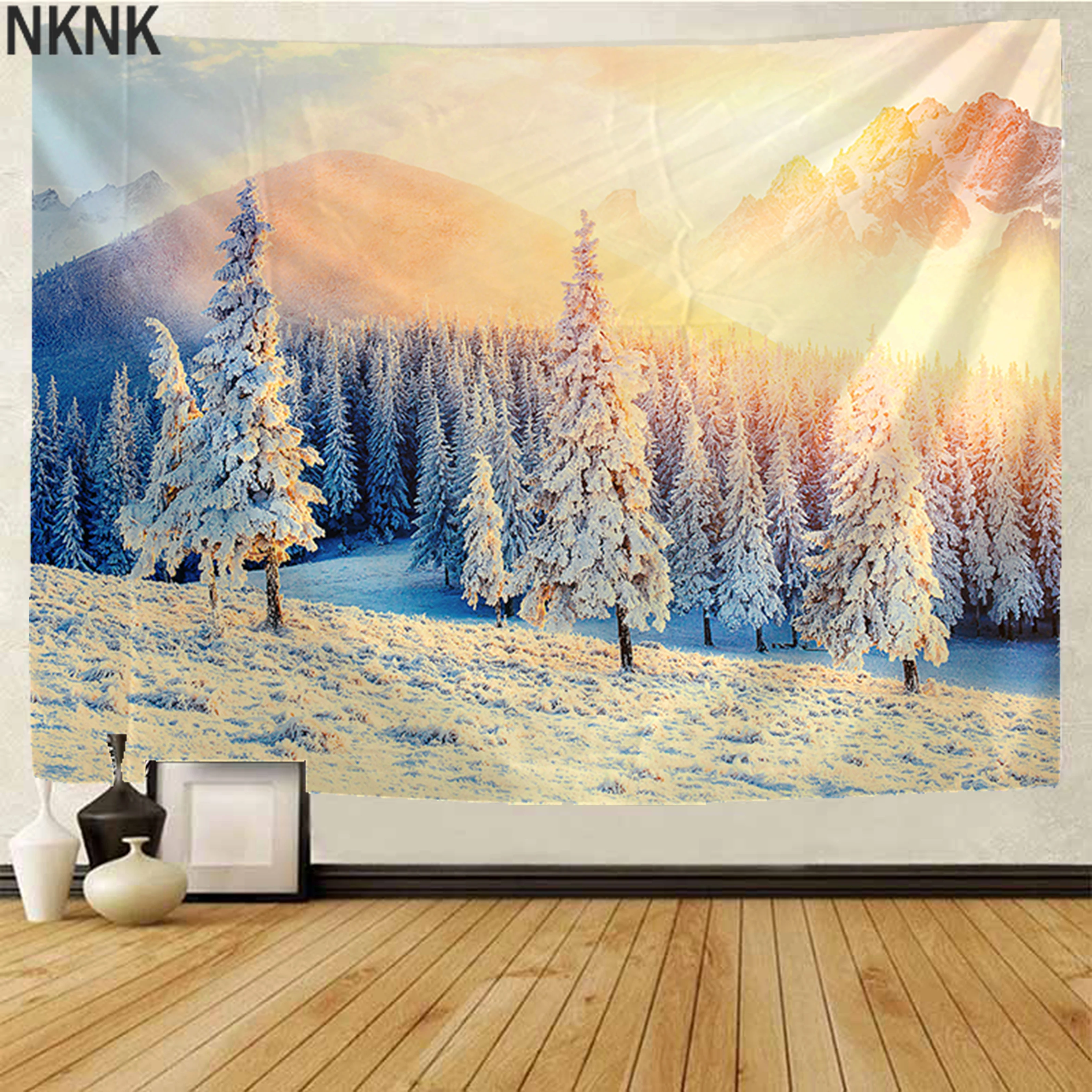 

Forest Snow Scene Mandala Hippie Macrame Tapestry Wall Hanging Boho Decor Witchcraft