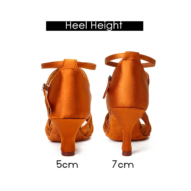 DKZSYIM Women Latin Dancing Shoes Ladies Latin/Tango Shoes Ballroom Dance Shoes Soft Bottom Girls Salsa heeled 5CM/7CM