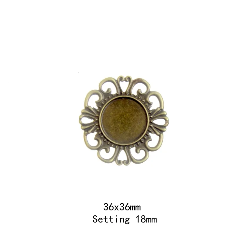 

Free shipping 10Pcs Antique Bronze Filigree Cabochon Setting Wraps Connectors Decoration DIY Embellishments Findings 36mm F0424