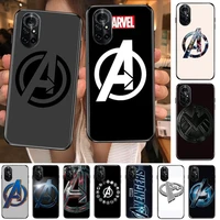 marvel avengers logo clear phone case for huawei honor 20 10 9 8a 7 5t x pro lite 5g black etui coque hoesjes comic fash desig