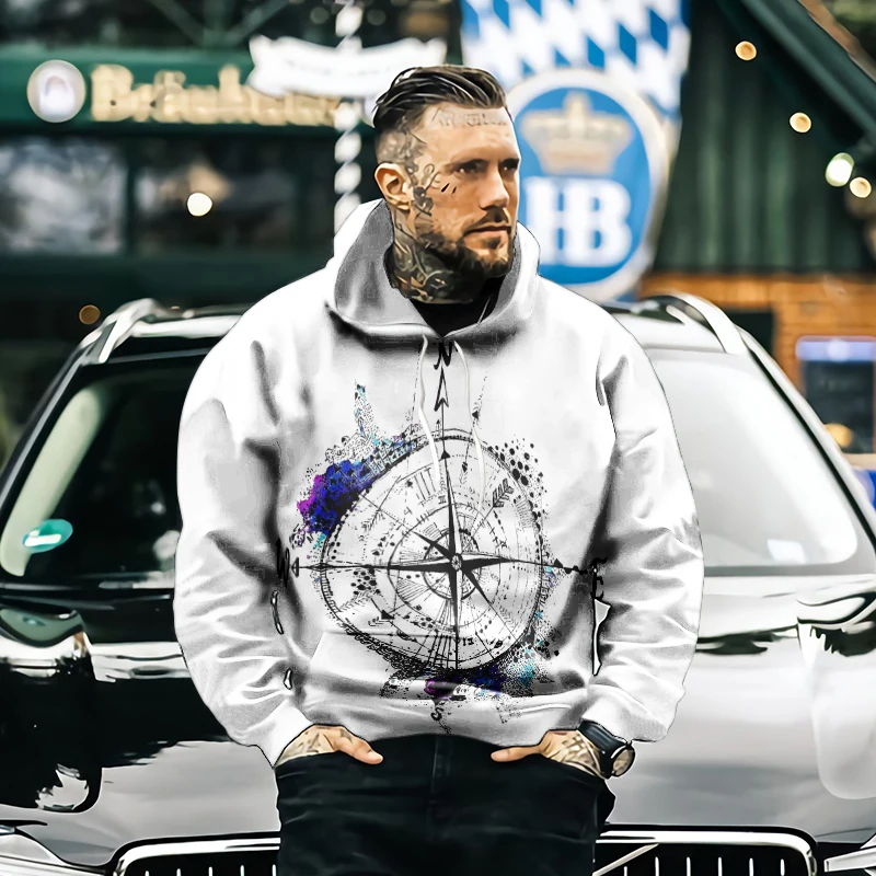 

European and American style retro clock 3D hoodie men's hoodie streetwear pullover sweatshirt hoodie Harajuku clothing