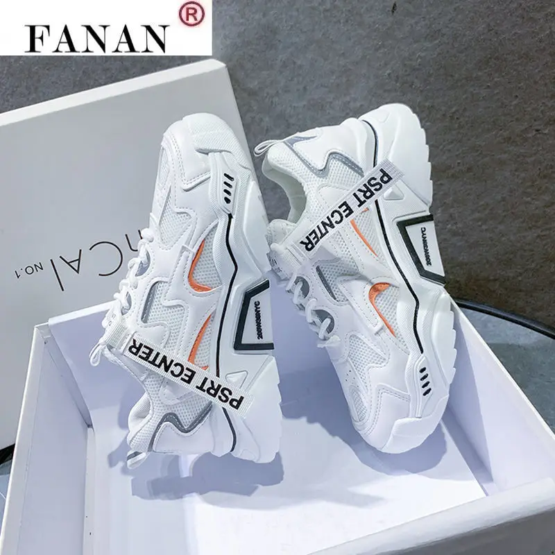 

Women's Shoes 2021 Fashion Women's Mesh Breathable Sneakers Comfortable Lace-up Casual Shoes Spring New Luminous Platform Shoes