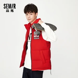 Жилет SEMIR мужской пуховой, трендовый контрастный короткий жилет с воротником-стойкой, осень 2021
