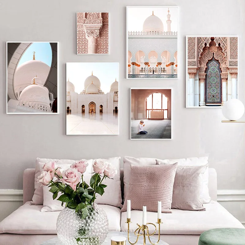

Islamic Moroccan Architecture Church Muslim Wall Art Canvas Painting Nordic Poster Wall Pictures For Living Room Unframed