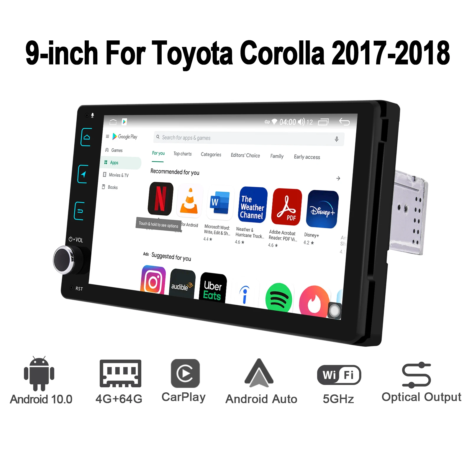 Автомобильный мультимедийный плеер JOYING Android 10 0 4 Гб + 64 ГБ 8 ядер для Toyota
