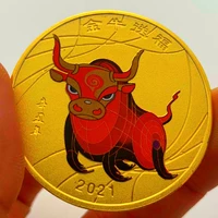 2021 xin chou niu zodiac thin commemorative coin bullish collectible coin gift lucky coin
