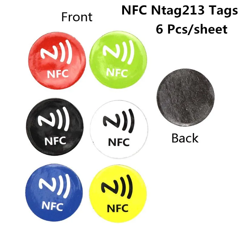 Метка NFC 6 шт. металлическая клейкая этикетка Ntag213 универсальная rfid метка для