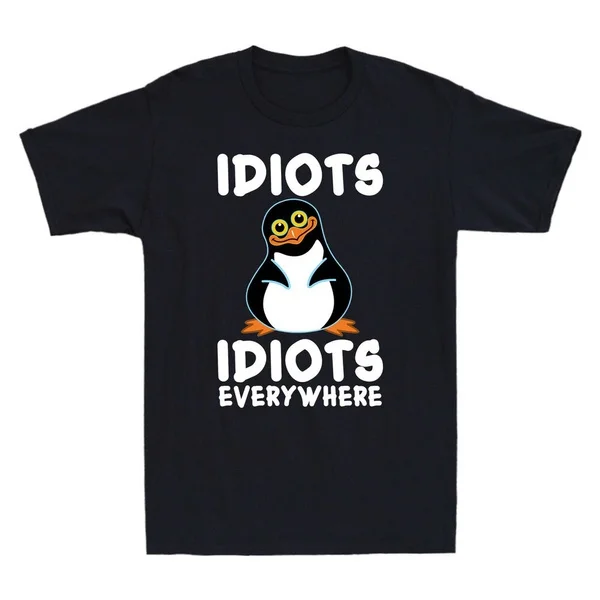 

Мужская хлопковая футболка с коротким рукавом с изображением идиотов и идиотов