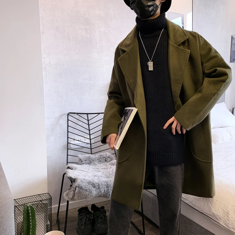 2019 Для Мужчин's кашемировое пальто длинный шерстяной Смеси ветровка для отдыха