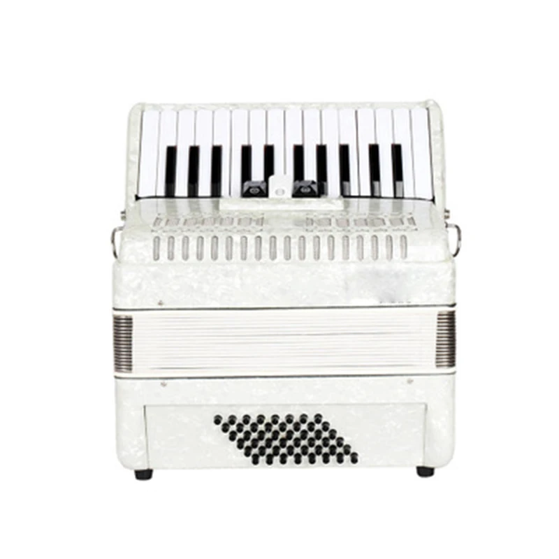 

2018 NEW Wooden structure durable accordion 26 key 48 bass white three-row spring playing accordion instrument