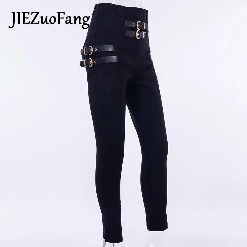 JIEZuoFang сексуальные панковские узкие женские штаны из искусственной кожи