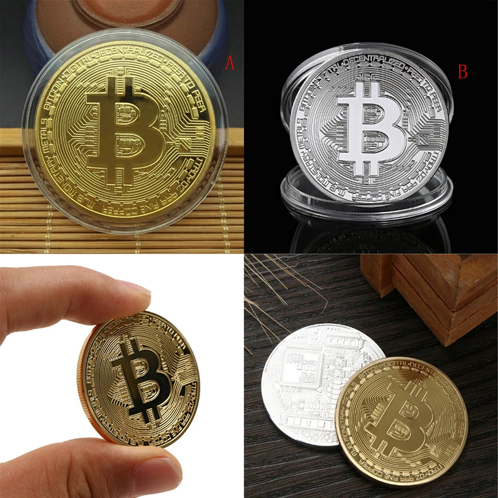 

Gold/Silver Plated Bitcoin Collectible copy Coin Pirate Treasure Coins Props Toys For Halloween Party Cosplay Non-currency