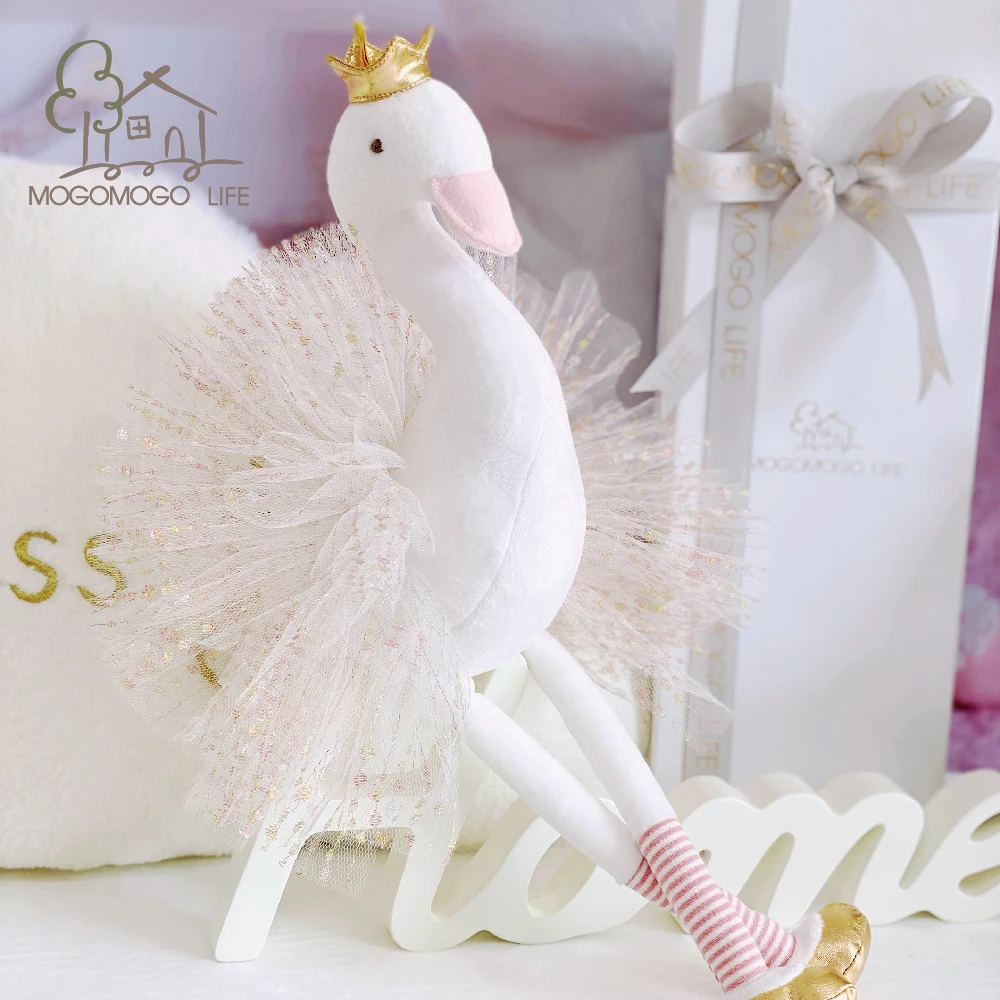 

Luxury Mogo Dress Swan Stuffed Animal Plush Toys With Glitter Tutu Wings Lovely Birthday Gift for Girl Soft Home Accessorie