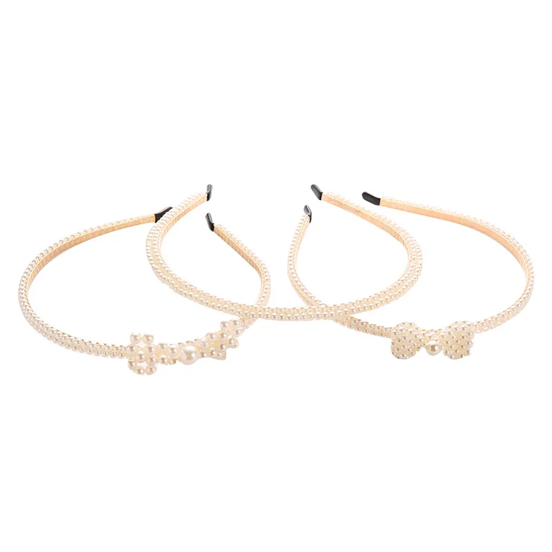Горячая Распродажа жемчужный обруч для волос простой бант лента геометрические