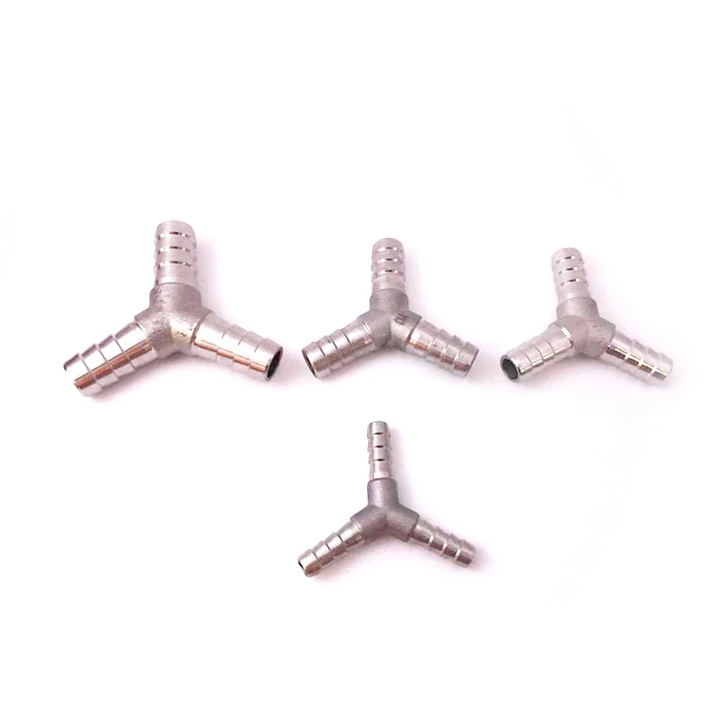 

304 Stainless Steel 6-25mm Barbed Equal 3 Ways Y Type Hose Fitting SS304 Water Pipe Joint Connector