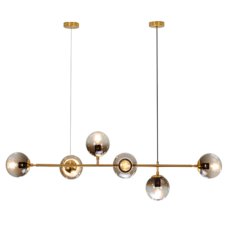 Nordic Wrought Iron Chandelier Light Luxury Restaurant Strip Lamp Modern Bar Table Dining Table Hanging Line Magic Bean Lamp
