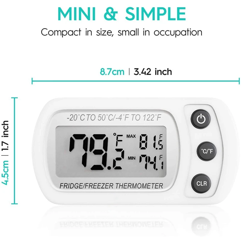 Термометр для холодильника и морозильной камеры с большим цифровым ЖК-экраном