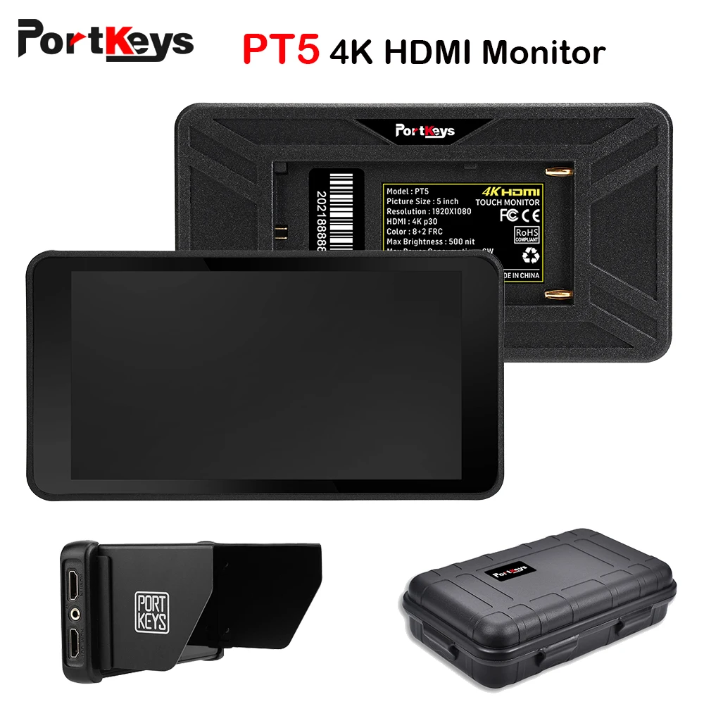

Ультратонкий 5-дюймовый IPS-монитор PORTKEYS PT5 4K, сенсорный экран IPS FHD 1920x1080, видеокамера VS FEELWORLD F6 PLUS