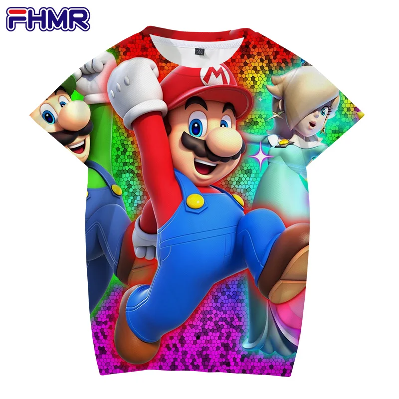 Летние футболки для мальчиков и девочек с 3D принтом Соник ежики Супер Марио