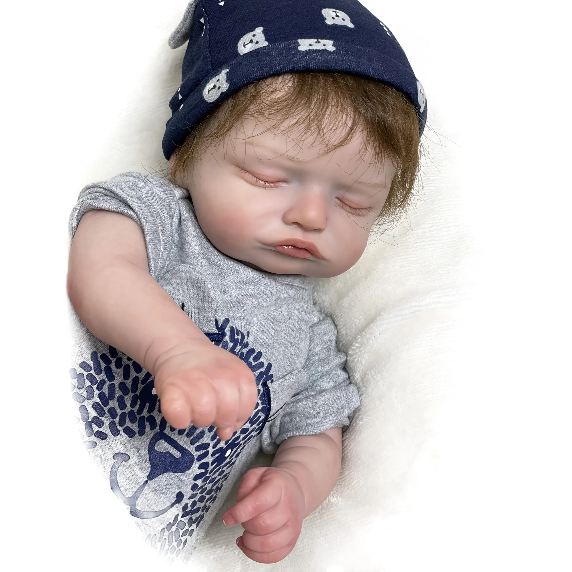

New 20" bebe Dolls cute sleeping face reborn doll planted mohair realistic doll