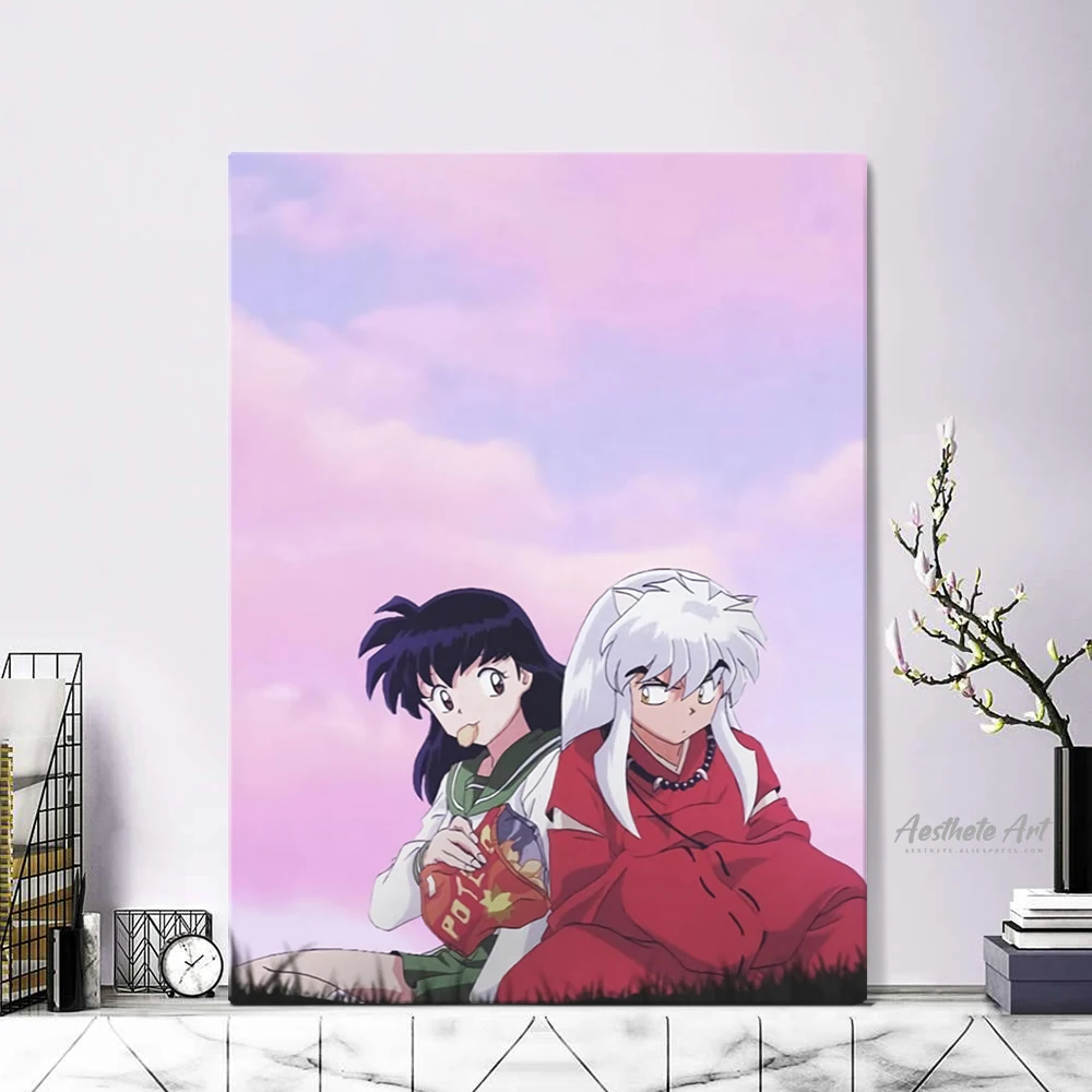 

Kagome and Inuyasha Anime Home Decor Canvas Poster Print Decoration Art Wall Picture Living Room Painting