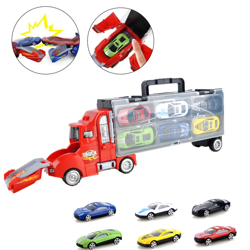 

Большой грузовик и 12 шт. мини сплава литья под давлением Модель автомобиля игрушки автомобилей Перевозчик грузовика фургона, инженерной ма...