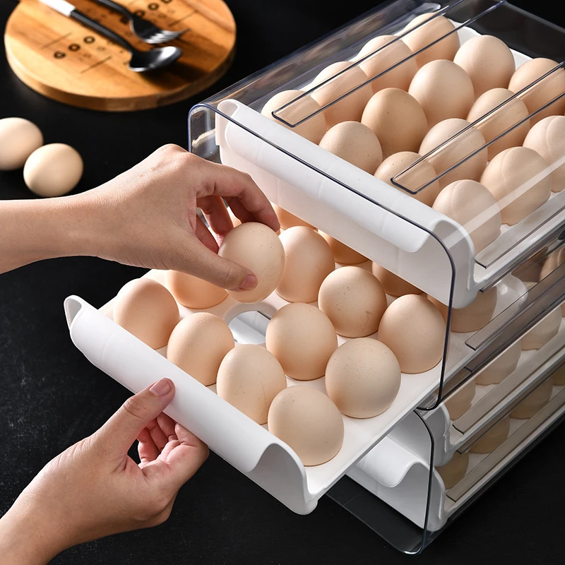 

Household Refrigerator Fresh-keeping Egg Box Drawer Large Capacity Type Kitchen Storage Box With Lid Can Stack Eggs For Sorting
