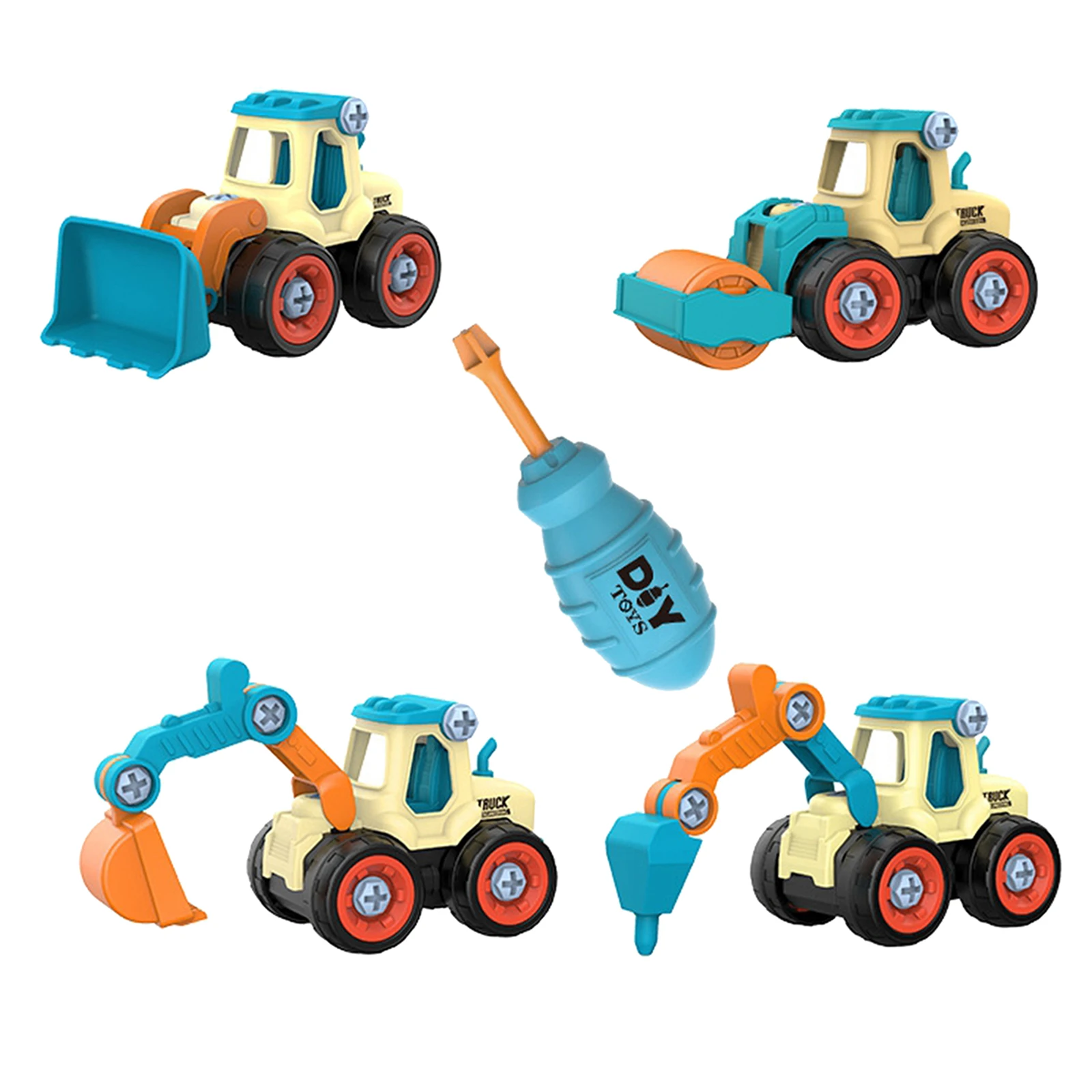 

4x Construction Engineering Truck Excavator Bulldozer Tool Model for Boy Kid