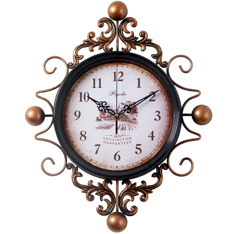

Metal Living Room Wall Clock Silent Hanging Atmosphere Wall Clocks American Style Zegary Scienne Clocks Wall Home Decor EF50WC
